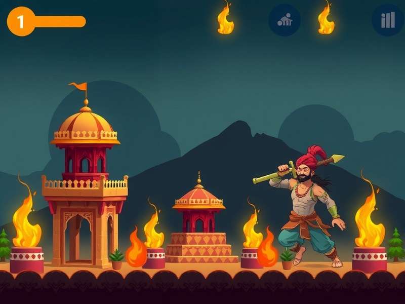 Fire Storm Defender gameplay screenshot showing tower defense mechanics